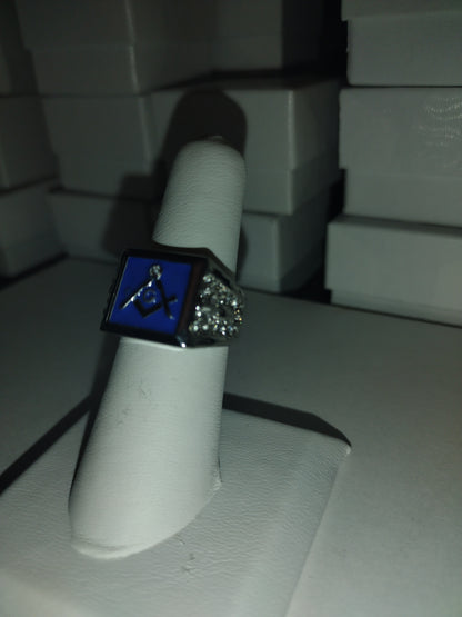 Blue Signet Masonic Ring