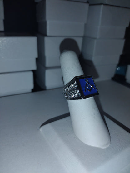 Blue Signet Masonic Ring